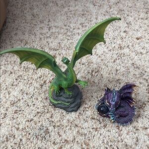 Green and Purple Dragon Figurines